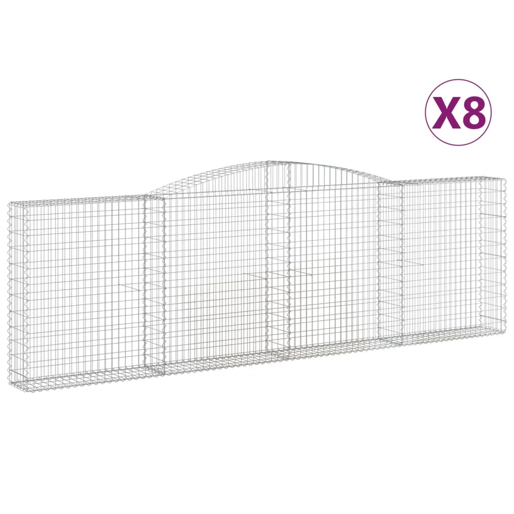 Cesti Gabbioni ad Arco 8 pz 400x30x120/140 cm Ferro Zincato 3146885