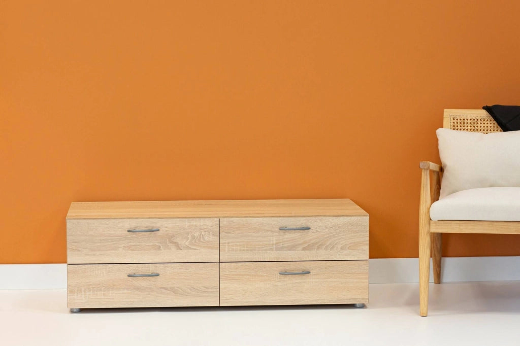 Cassettiera Gignod, Settimino multiuso, Comò camera da letto, Mobile con cassetti, 111x52 h35 cm, Rovere