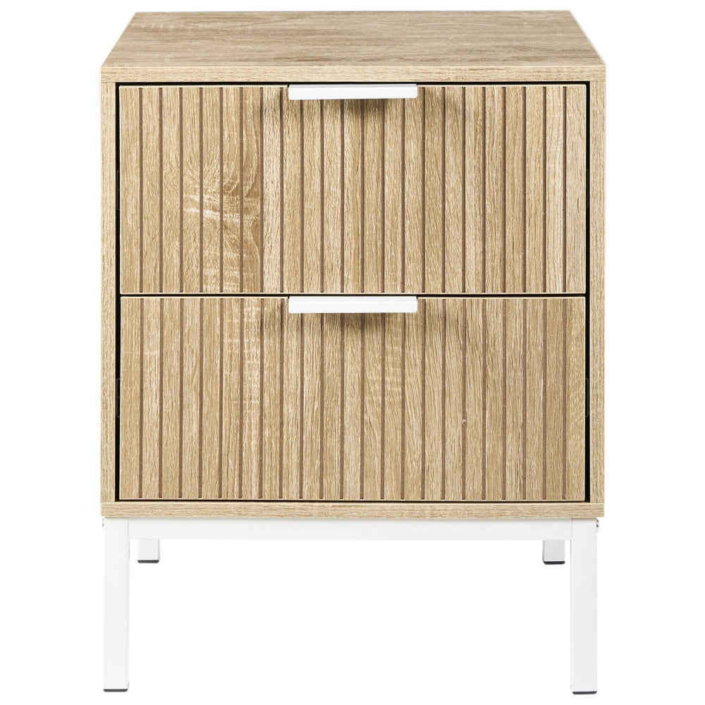Comodino in legno di pino 2 cassetti legno chiaro in stile classico elegante