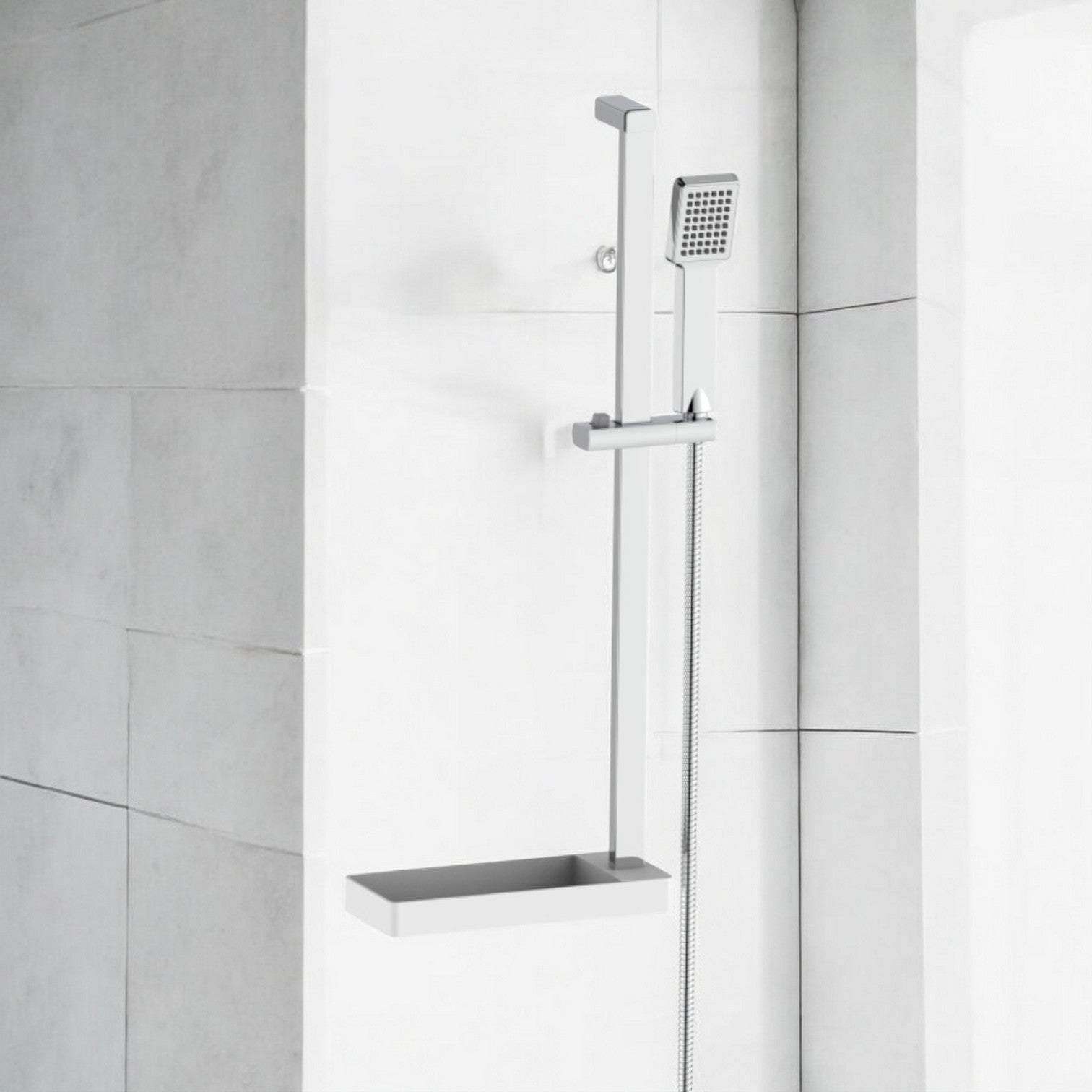 Saliscendi cromato quadrato con mensolina