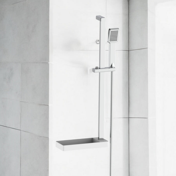 Saliscendi cromato quadrato con mensolina