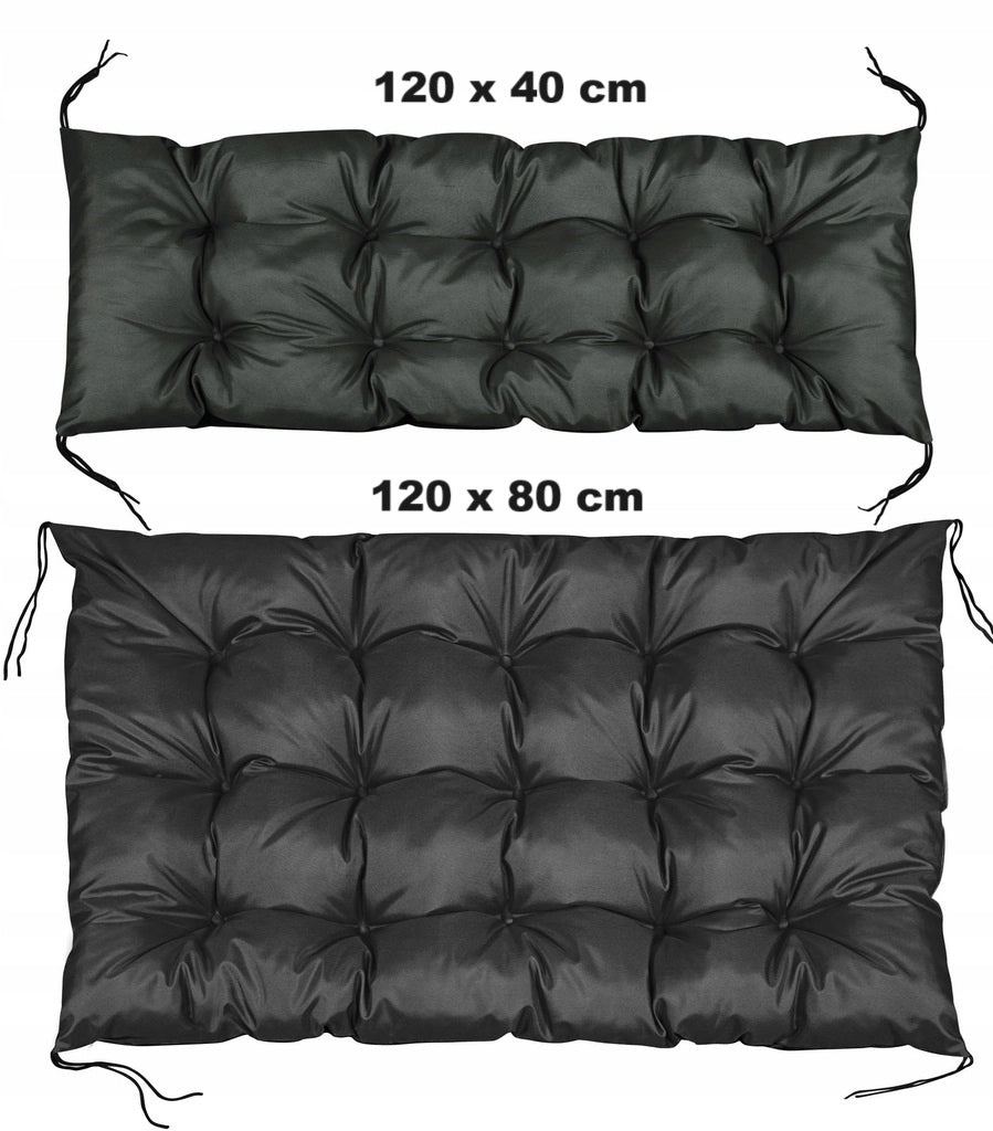 Cuscini da giardino AIO FACTORY 120x80 cm impermeabili neri per panca in pallet