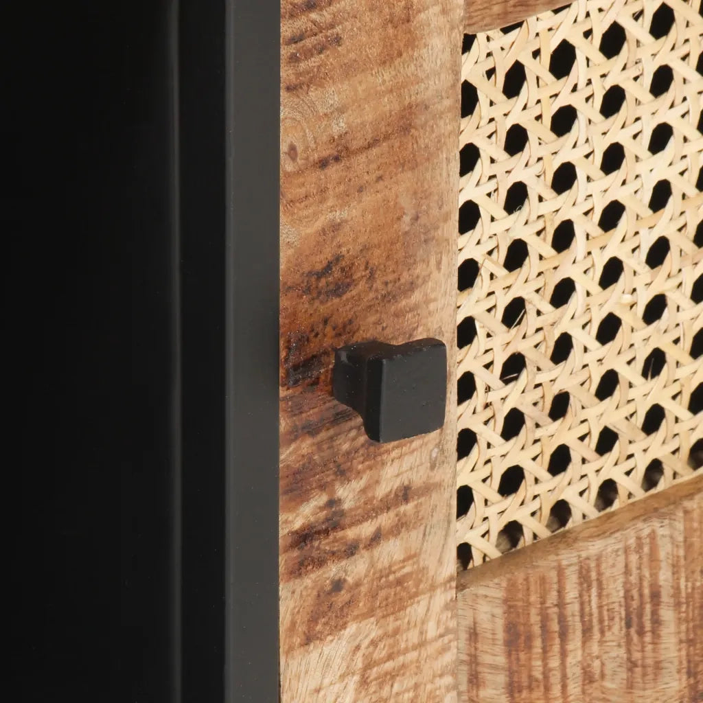 Tavolino da salotto | Tavolino da caff¨¨ | Tavolino da Soggiorno 90x50x35 cm Legno di Mango Grezzo e Canna