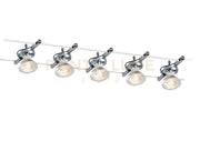SISTEMA CAVI TESI 500CM CROMO 5 LUCI ATTACCO MR16 MAX 9W DRIVER 50W INCLUSO 12V