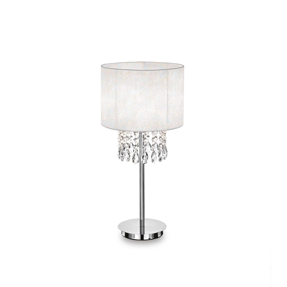 Lampade Da Scrivania Classica Opera Metallo-Cristallo Bianco 1 Luce E27