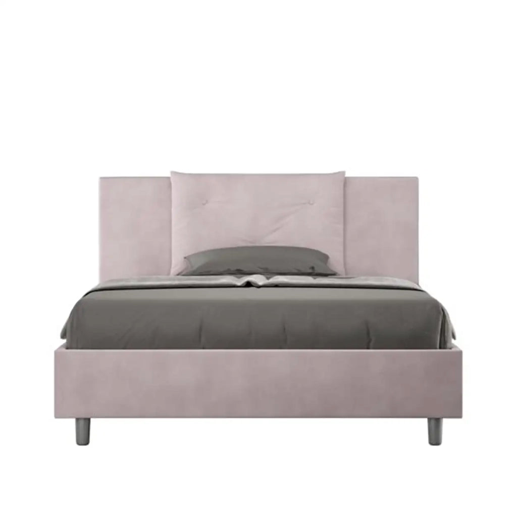 Letto matrimoniale francese senza rete imbottito 140x200 microfibra glicine Appia