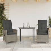 Sedie da Giardino Reclinabili 2 pz e Cuscini Grigio Polyrattan 365647