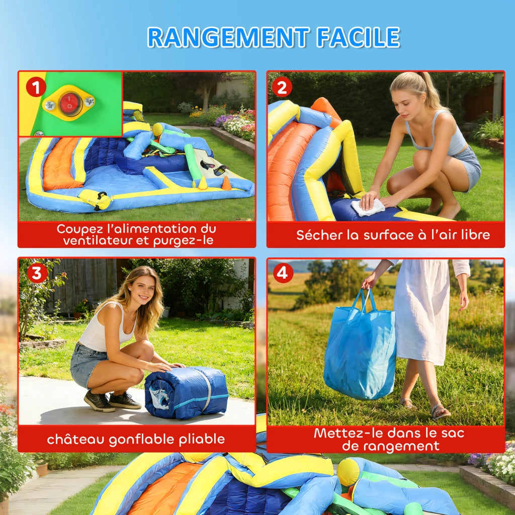 Castello gonflabile ¨C zephmum ¨C parco acquatico con toboga e trampolino, multicolore