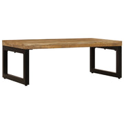 Tavolino da Salotto-Tavolino da soggiorno-Tavolo 100x50x35 cm Legno Massello Mango e Acciaio 642995
