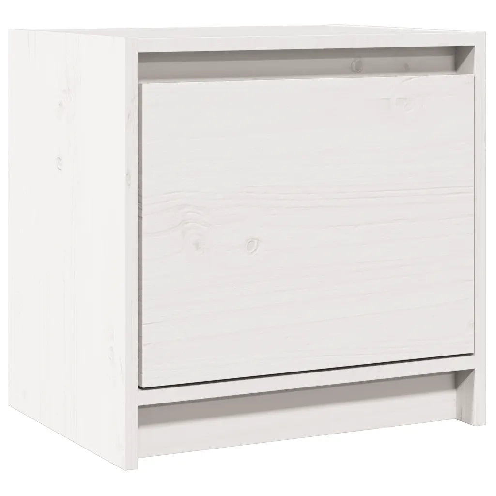 Comodino Bianco 40x30,5x40 cm in Legno Massello di Pino cod mxl 44873
