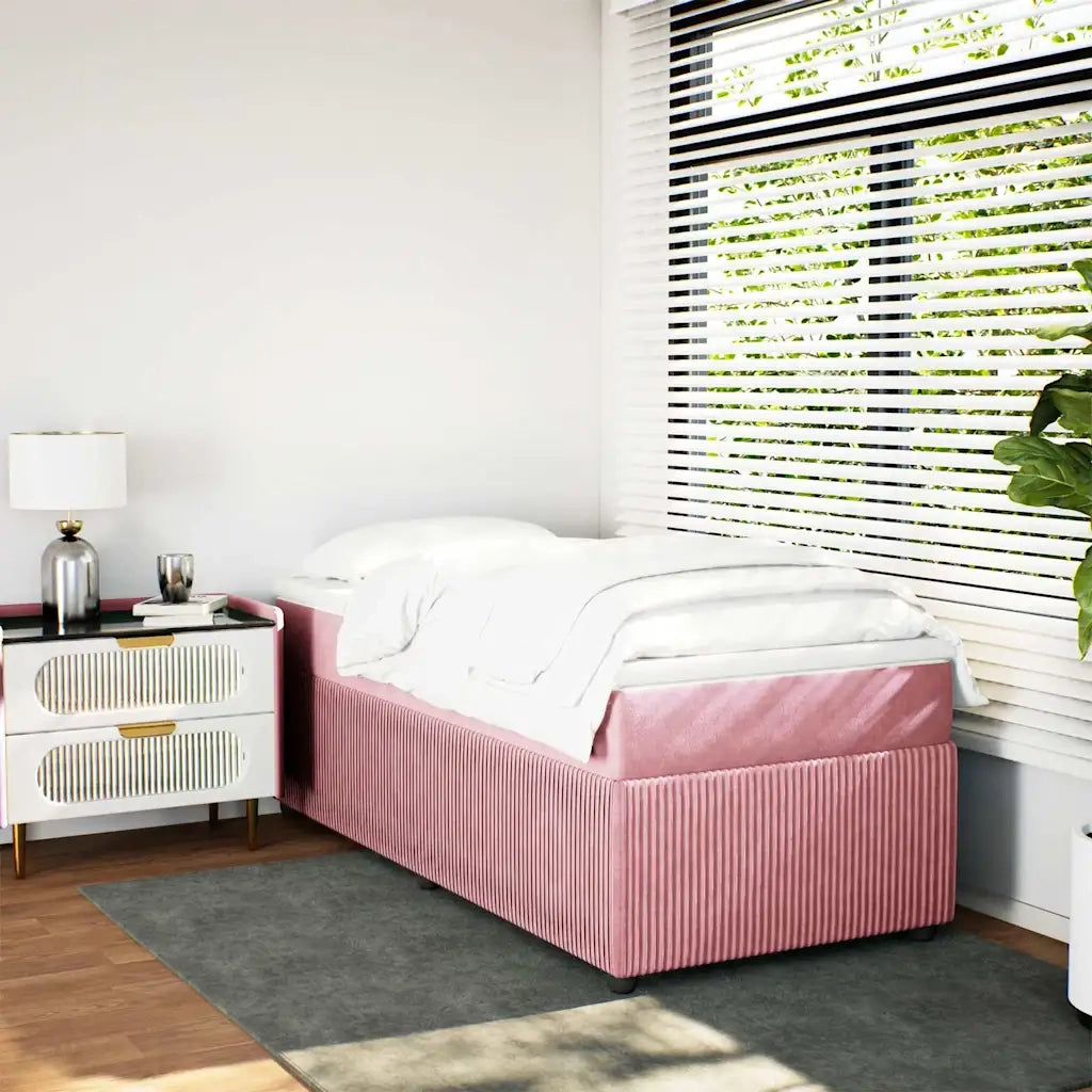 Giroletto a Molle con Materasso Rosa 90x190 cm in Velluto 3285613
