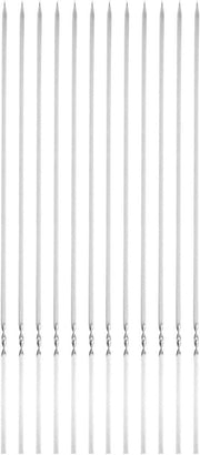 Set di spiedini per barbecue, 12 pezzi in acciaio inossidabile, riutilizzabile - Ideale per grigliare carne e gamberi, 40 cm