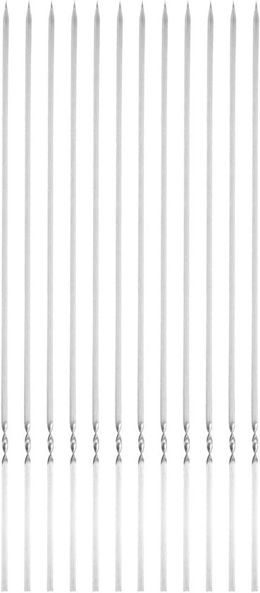 Set di spiedini per barbecue, 12 pezzi in acciaio inossidabile, riutilizzabile - Ideale per grigliare carne e gamberi, 40 cm