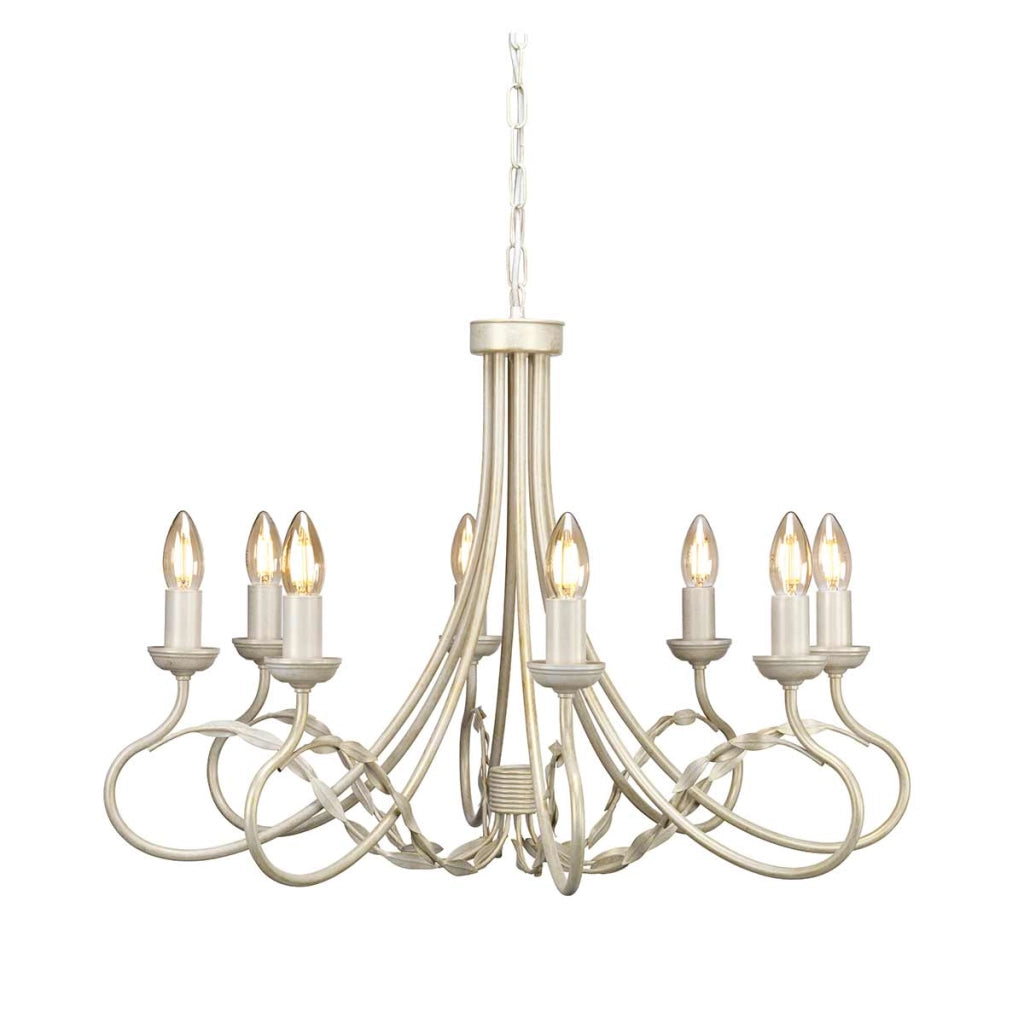 Lampadario a candeliere Olivia avorio patina oro 8xE14 Elstead