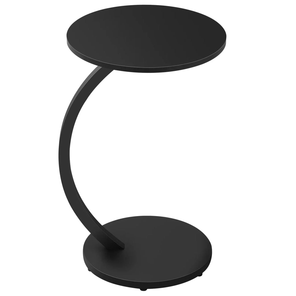 Tavolino laterale a C rotondo nero 40 x 64,5 cm