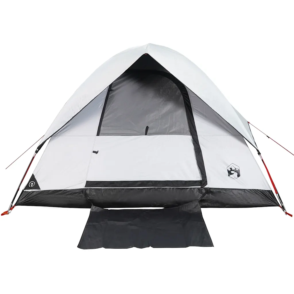 Tenda Campeggio a Cupola 3 Persone-Tenda per Escursionismo Bianca Tessuto Impermeabile 954480