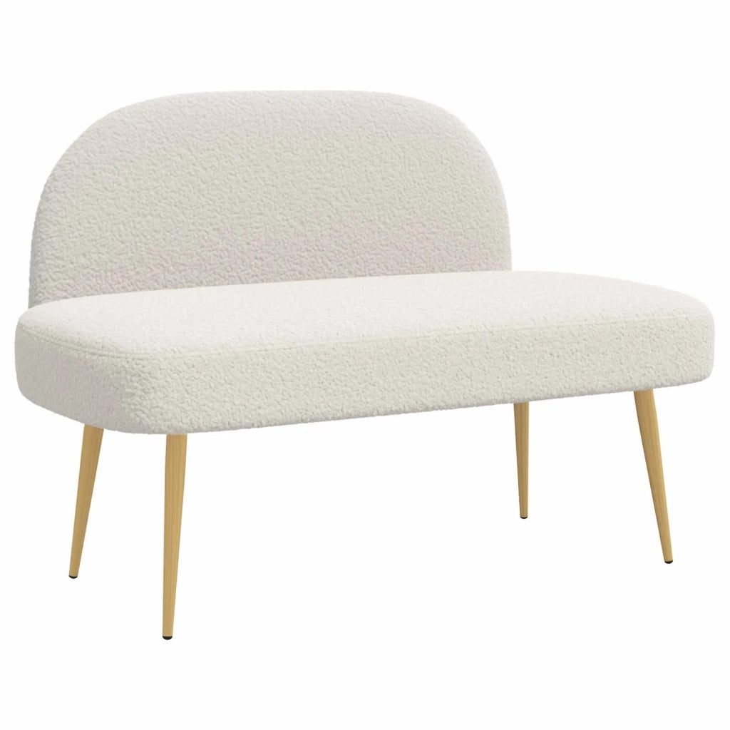 Panchina imbottita con schienale Crema 110 x 60 x 76 cm Bouclé