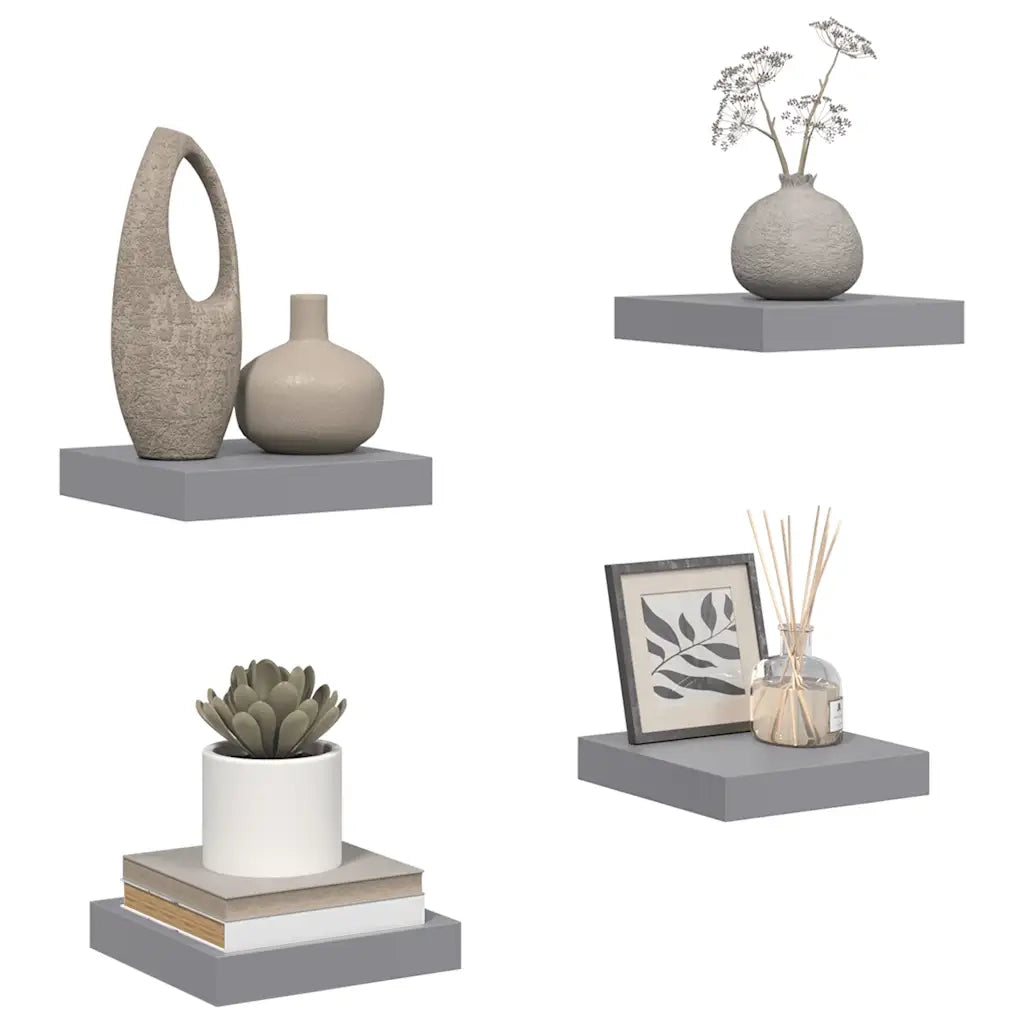 Mensole a Muro 4 pz Grigie 23x23,5x3,8 cm in MDF cod mxl 32883