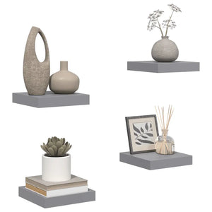 Mensole a Muro 4 pz Grigie 23x23,5x3,8 cm in MDF cod mxl 32883
