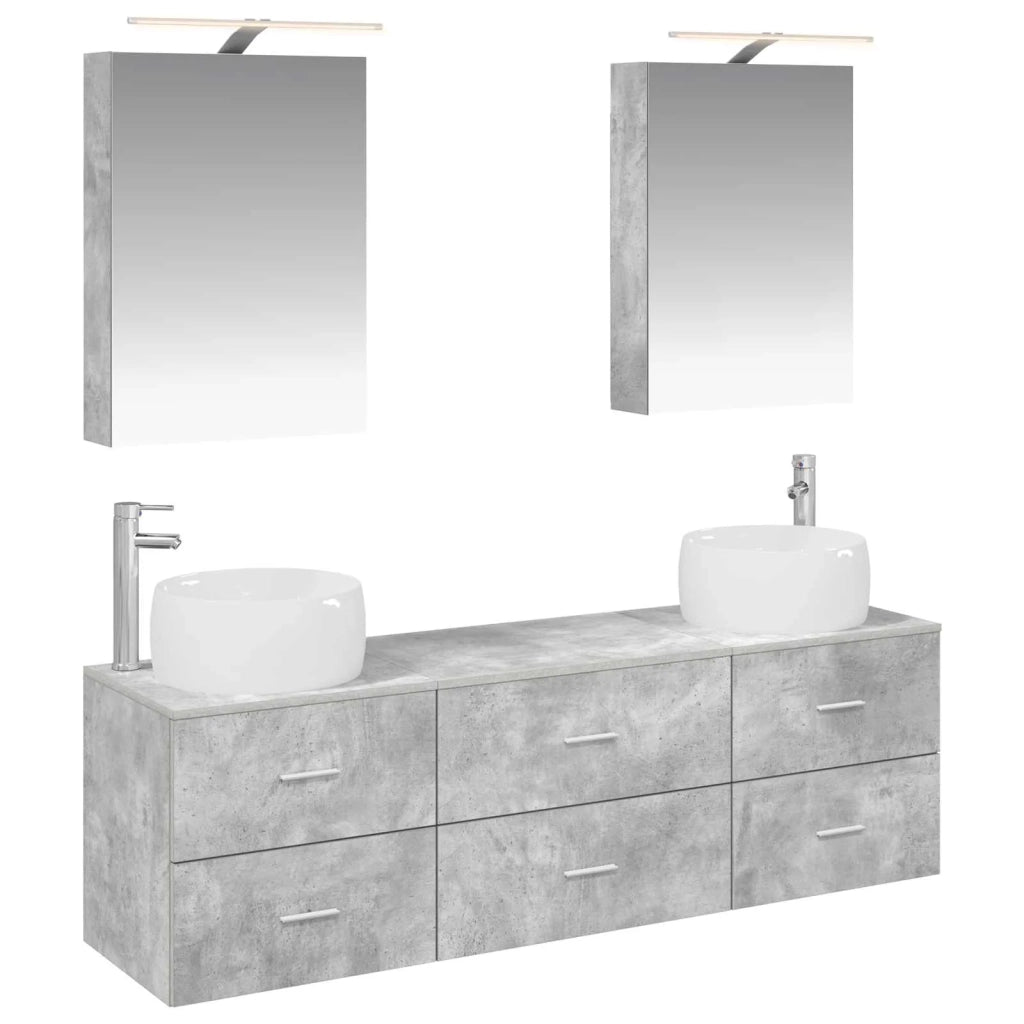 Set di mobili per il bagno 5 pcs Grigio Cemento 3406994