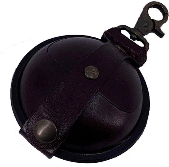 Sostegno chiavi in pelle vera - mini portafaccia chiavi con tasca per monete e chiusura a bottone - marrone - ca. 9 cm