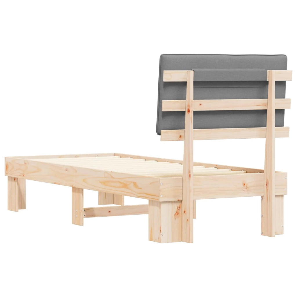 Letto con Testiera Rivestita Grigio chiaro 80 x 200 cm