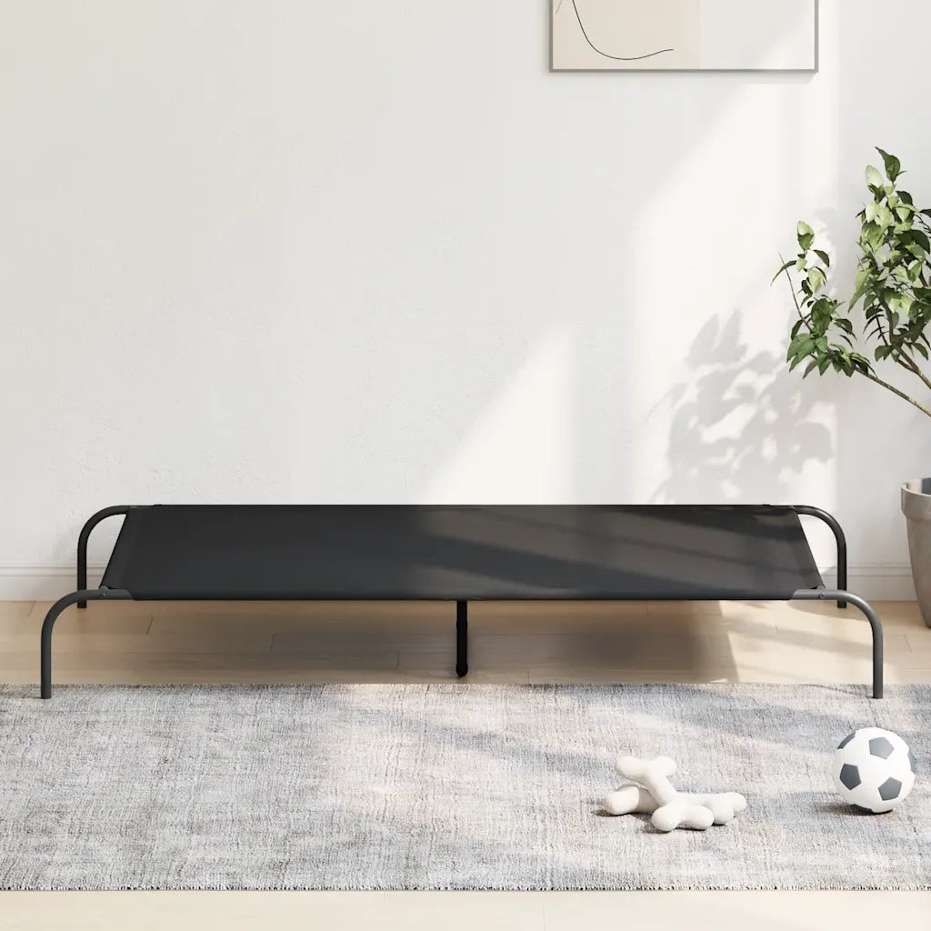 Cuccia per Cani Rialzata Nera 150x90x20cm Tela Oxford e Acciaio