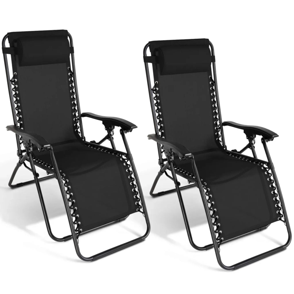 IDMarket - Set di 2 sedie da giardino reclinabili RELAX, alto comfort, nero