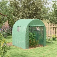 Serra a Tunnel per Orto 1.8x1.8x2 m in Acciaio e PE Anti UV con Porte Avvolgibili e Finestre, Verde