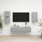 Set di Mobili Porta TV 5 pz Grigio Cemento in Legno Multistrato 3079115