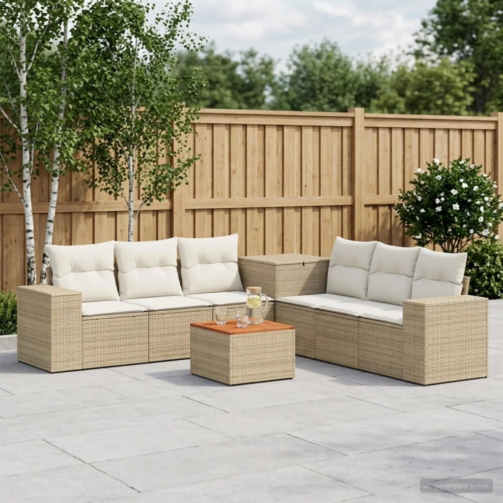 Set di divani 8 pz Beige e Bianco Crema 3448504