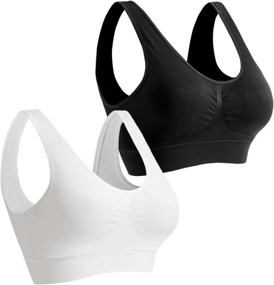 Sportbeha senza cintura senza cuciture, 2-pack per donne con tamponi rimovibili - Comodo e sostenente, ideale per sport acquatici, yoga e allenamenti.