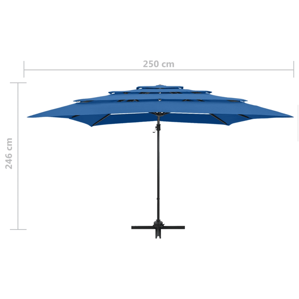 Ombrellone a Sbalzo 4 Livelli Palo in Alluminio 250x250 cm Blu 313827