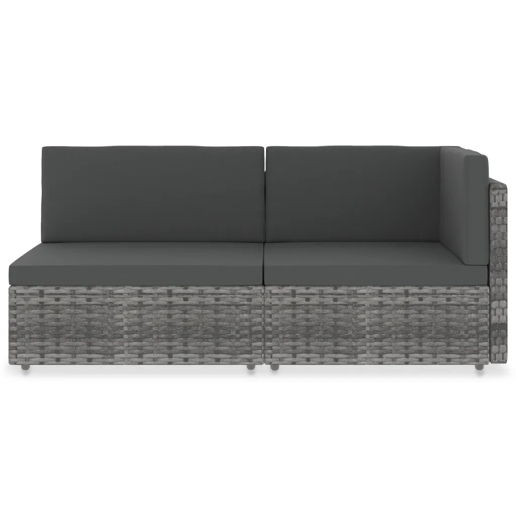 Divano Modulare a 2 Posti in Polyrattan Grigio