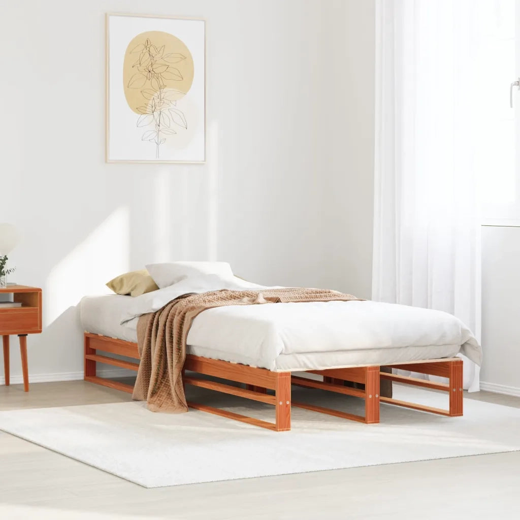 Letto singolo | Letto per adulti | Letto senza Materasso Marrone Cera 75x190 cm in Legno di Pino