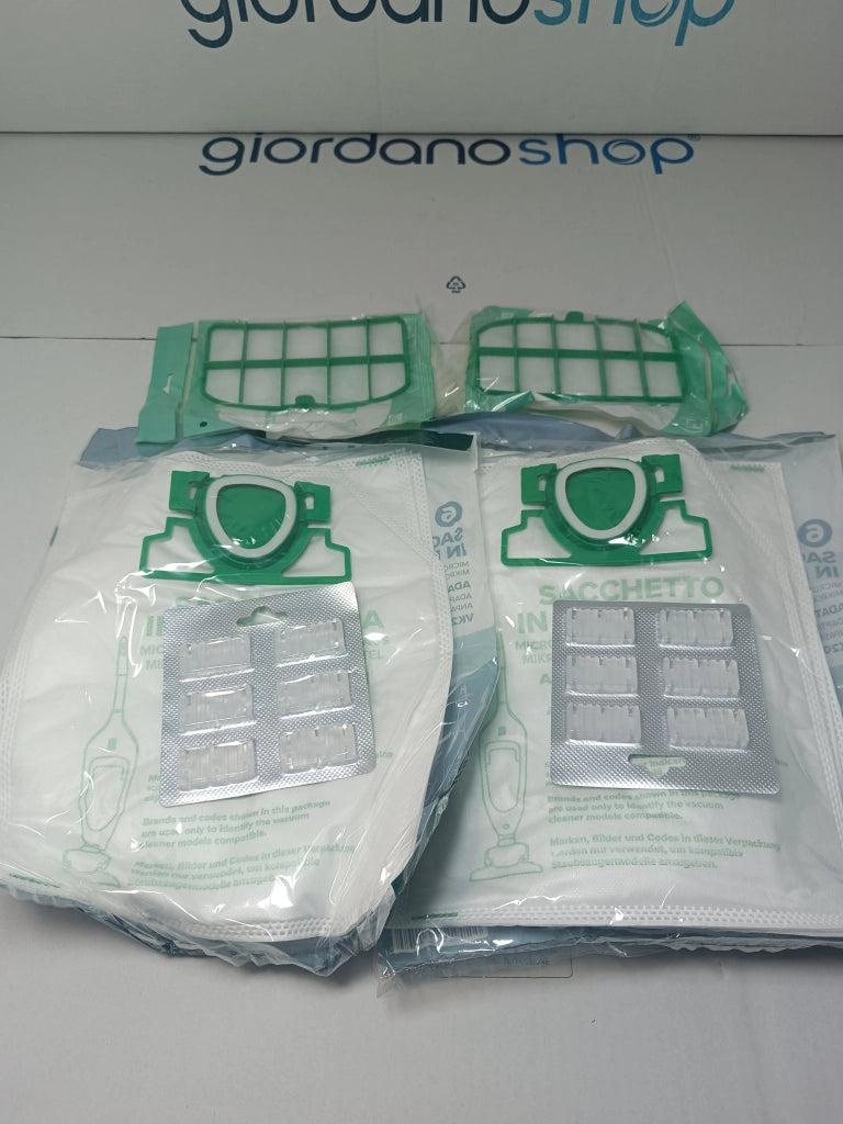 Kit Ricambi 12 Sacchetti 2 Filtri 12 Profumatori Compatibili Folletto VK200 VK220