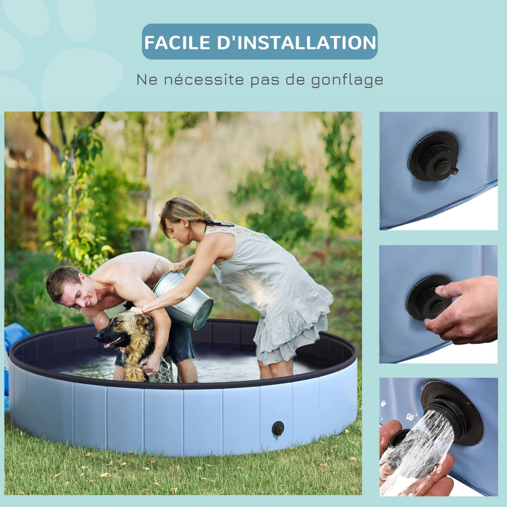 Vasca per cani PVC pieghevole antiscivolo ¨C zephmum ¨C Blu 160x30 cm