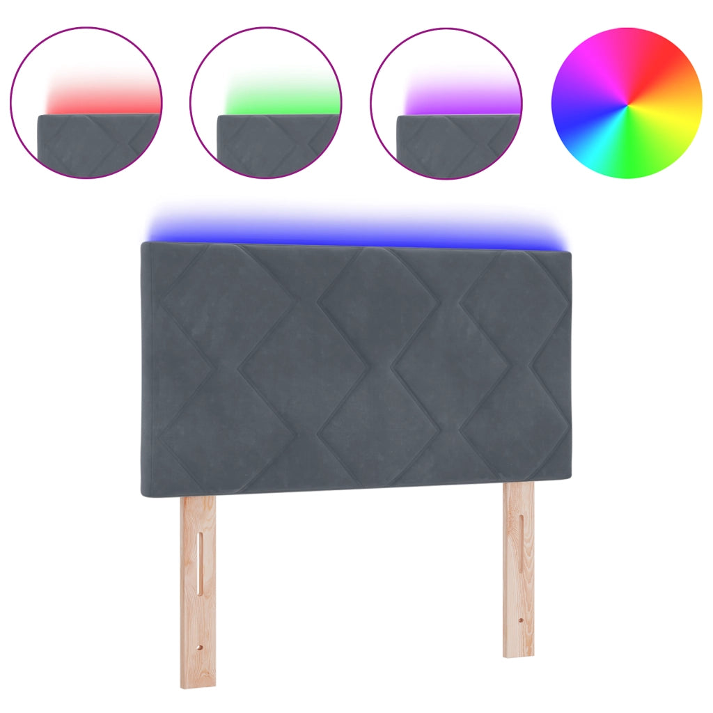 Testata LED Design a Blocchi di Diamante Grigio Scuro 80 cm Velluto