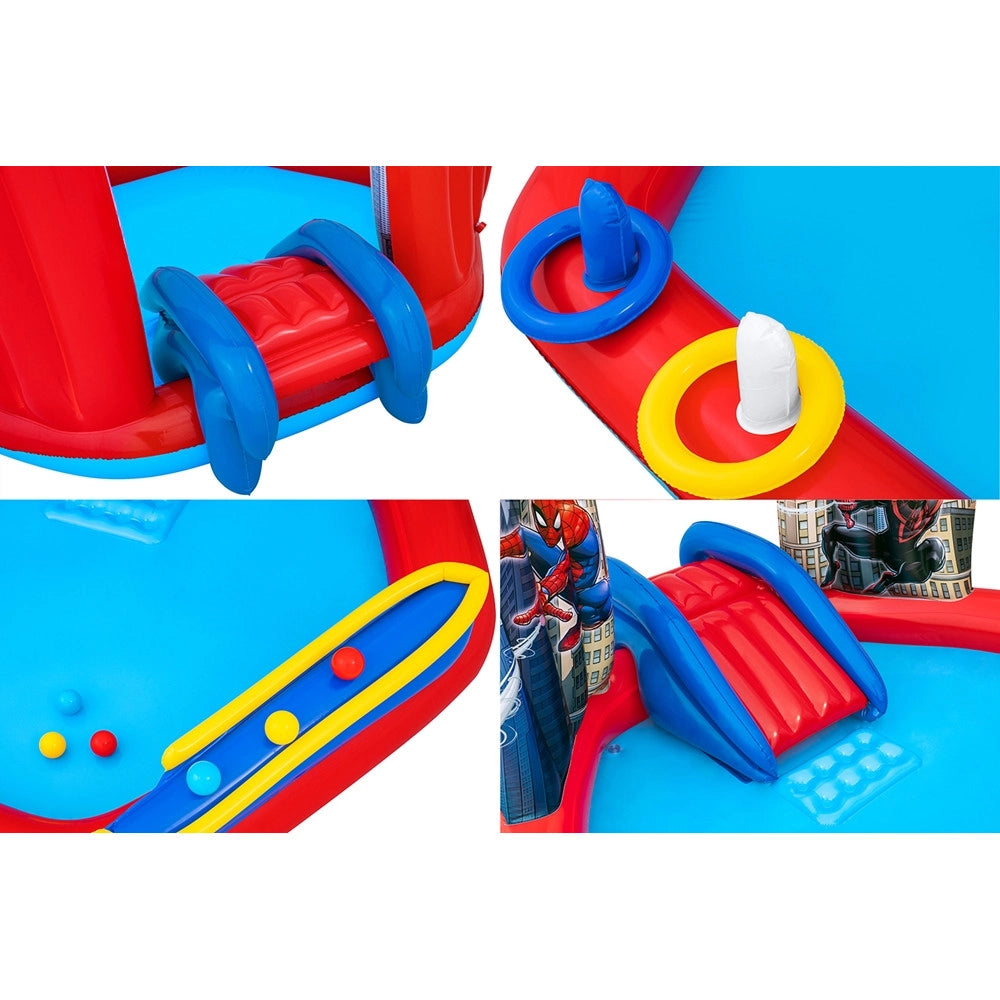 Trade Shop - Centro Giochi Acquatico Spider-man Gonfiabile Piscina 211x206x127cm Anelli Palline 98793 -