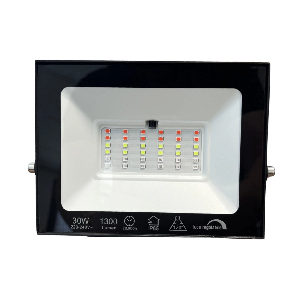 Faro Led Flood Slim RGB Con Telecomando 30W 1300 Lumen RGB AC 220V 50Hz Nero IP65