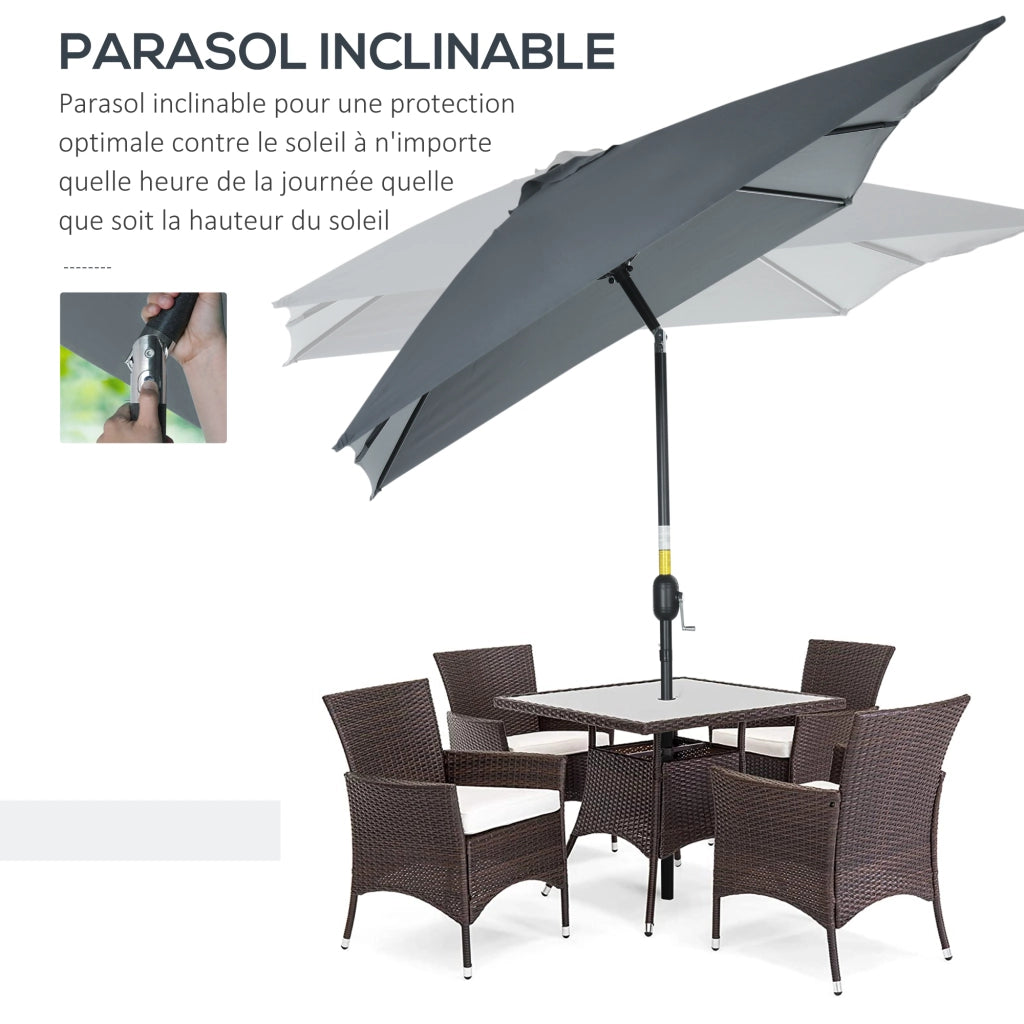 Ombrellone rettangolare inclinabile ¨C Zephmum ¨C Poliestere grigio 3x2 m