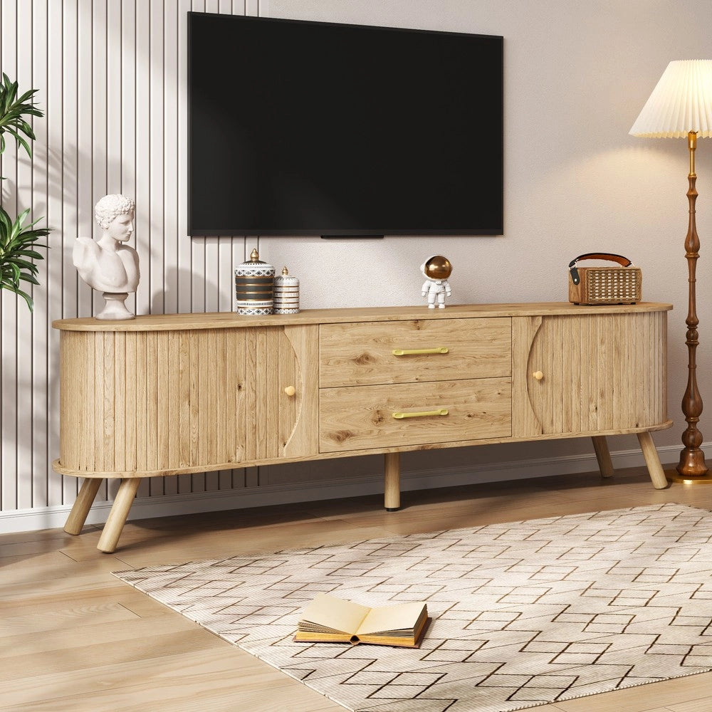 Mobile TV con 2 Ante Scorrevoli e 2 Cassetti ¨C Xylo ¨C Legno MDF Massello, Design Scandinavo