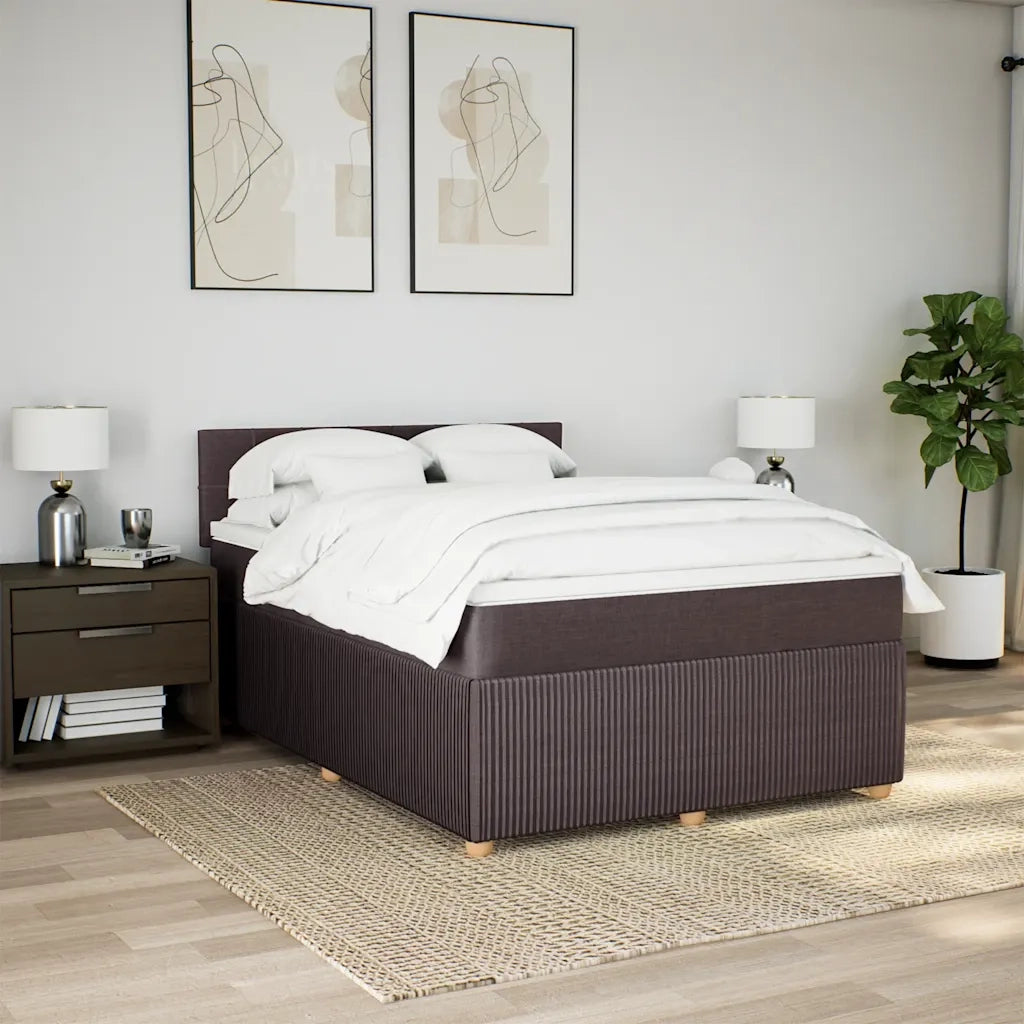 Giroletto a Molle con Materasso Marrone Scuro 140x200cm Tessuto 3287482