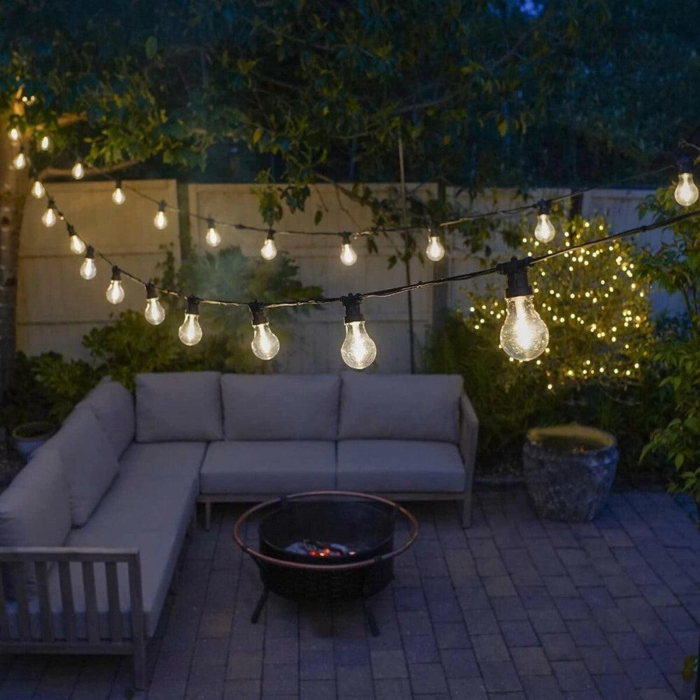 Trade Shop - Catena Luminosa Con 15 Portalampada E27 Luci Decorative Prolungabile Ip54 P01-s01-15 - Nero