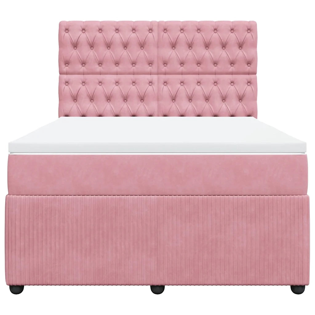 Giroletto a Molle con Materasso Rosa 140x200 cm in Velluto 3292369