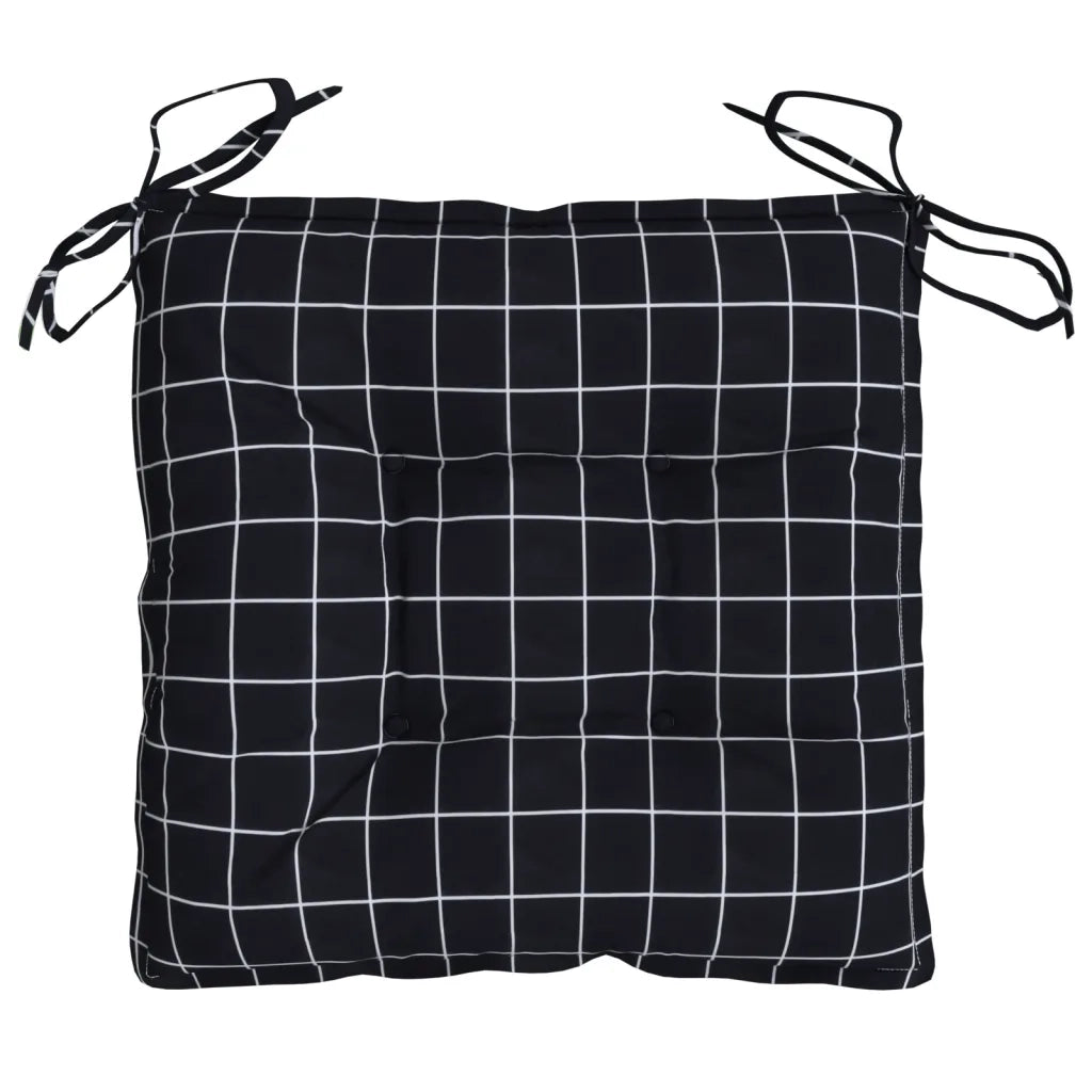 Cuscini per Sedia 2pz Motivo a Quadri Nero 40x40x7 cm Tessuto 361489