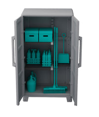 Armadio Portascope Modulare da Esterno 78x43,6x143 cm 2 Ante 2 Ripiani in Polipropilene Transforming Grigio e Nero