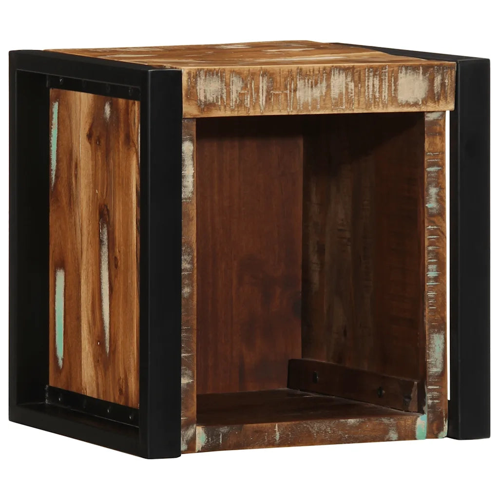 Comodino Multicolore 40x35x40 cm in Legno Massello Recupero