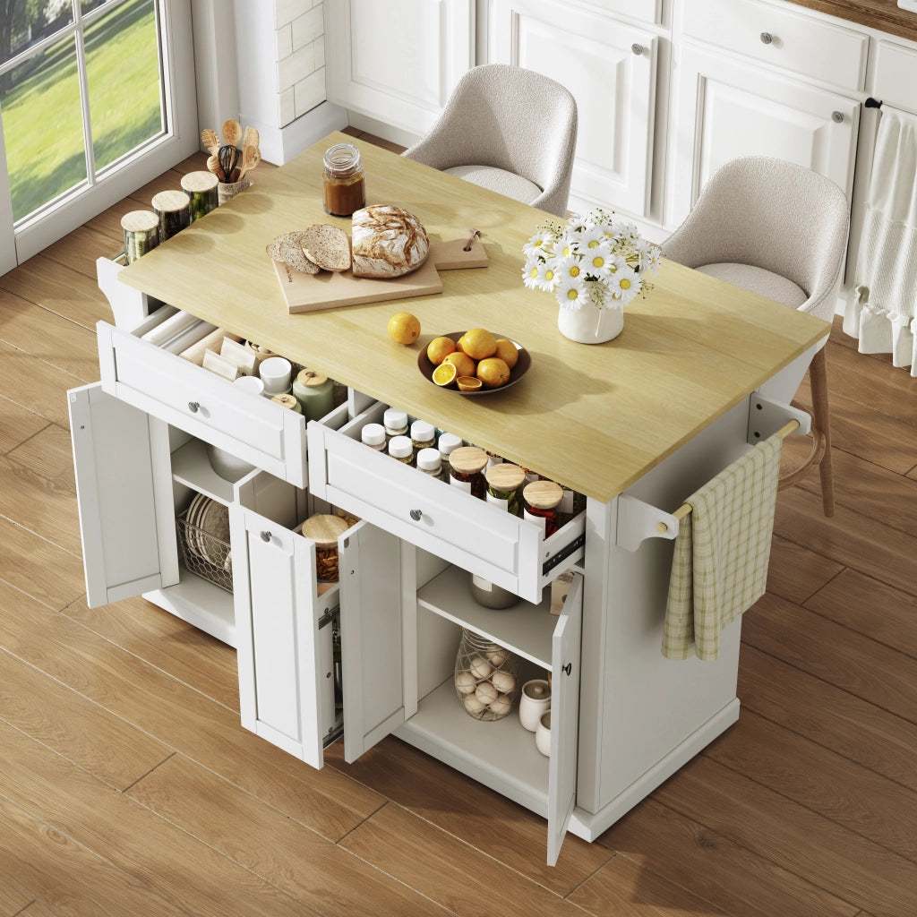 Mobile cucina isola con piano ribaltabile e 4 cassetti - per cucina - in MDF - 121×49(69)×89 cm