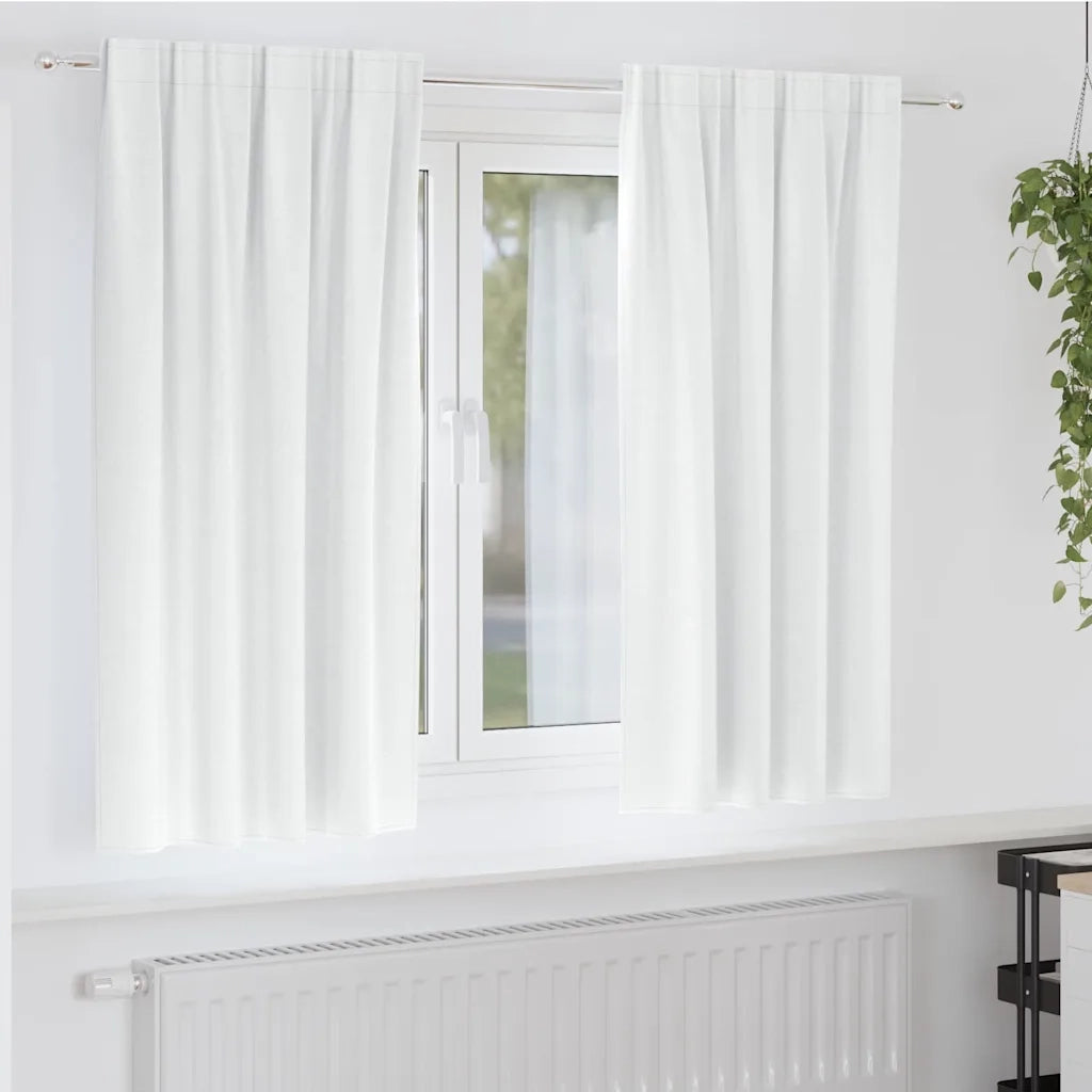 vidaXL Tende con tende 2 pcs Bianco brillante Poliestere